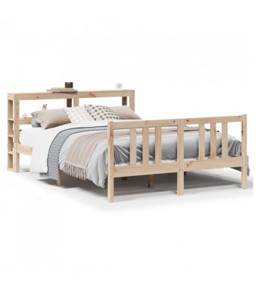 vidaXL Bed Frame with Headboard without Mattress 120x200 cm — Colour: natural, Size: 120 x 200 cm