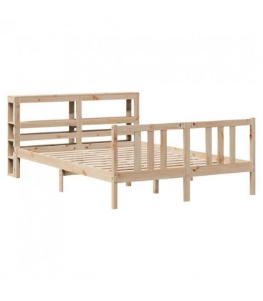 vidaXL Bed Frame with Headboard without Mattress 120x200 cm — Colour: natural, Size: 120 x 200 cm