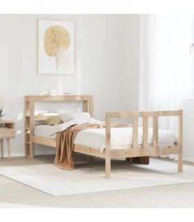 vidaXL Bed Frame with Headboard without Mattress 90x190 cm Single — Colour: natural, Size: 90 x 190 cm