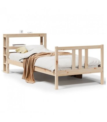 vidaXL Bed Frame with Headboard without Mattress 90x190 cm Single — Colour: natural, Size: 90 x 190 cm