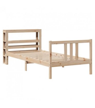 vidaXL Bed Frame with Headboard without Mattress 90x190 cm Single — Colour: natural, Size: 90 x 190 cm