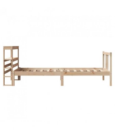 vidaXL Bed Frame with Headboard without Mattress 90x190 cm Single — Colour: natural, Size: 90 x 190 cm