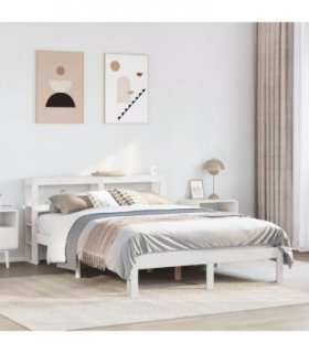 vidaXL Bed Frame with Headboard without Mattress White 120x200 cm — Size: 120 x 200 cm