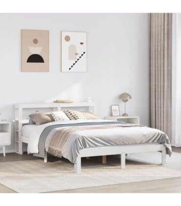 vidaXL Bed Frame with Headboard without Mattress White 120x200 cm — Size: 120 x 200 cm