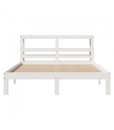 vidaXL Bed Frame with Headboard without Mattress White 120x200 cm — Size: 120 x 200 cm