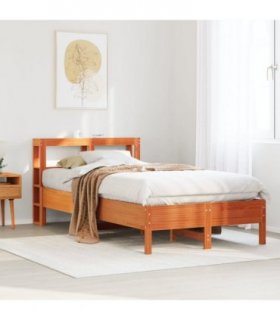 vidaXL Bed Frame without Mattress Wax Brown 120x190 cm Small Double Solid Wood Pine — Size: 120 x 190 cm — V0671987557