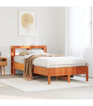 vidaXL Bed Frame without Mattress Wax Brown 120x190 cm Small Double Solid Wood Pine — Size: 120 x 190 cm — V0671987557
