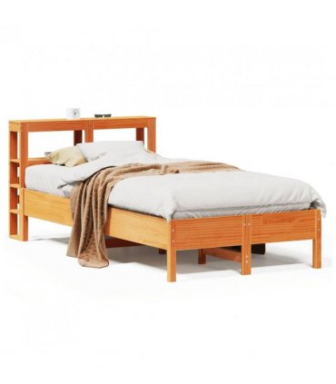 vidaXL Bed Frame without Mattress Wax Brown 120x190 cm Small Double Solid Wood Pine — Size: 120 x 190 cm — V0671987557