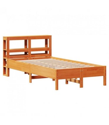vidaXL Bed Frame without Mattress Wax Brown 120x190 cm Small Double Solid Wood Pine — Size: 120 x 190 cm — V0671987557