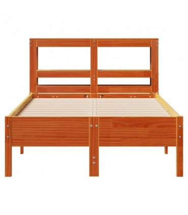 vidaXL Bed Frame without Mattress Wax Brown 120x190 cm Small Double Solid Wood Pine — Size: 120 x 190 cm — V0671987557