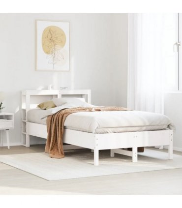 vidaXL Bed Frame without Mattress White 120x200 cm Solid Wood Pine — Size: 120 x 200 cm — V0671987587