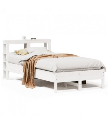 vidaXL Bed Frame without Mattress White 120x200 cm Solid Wood Pine — Size: 120 x 200 cm — V0671987587