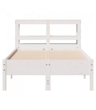 vidaXL Bed Frame without Mattress White 120x200 cm Solid Wood Pine — Size: 120 x 200 cm — V0671987587