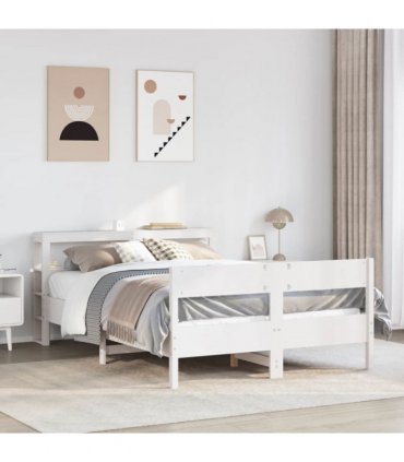 vidaXL Bed Frame without Mattress White 120x200 cm Solid Wood Pine — Size: 120 x 200 cm — V0671987610