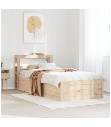 vidaXL Bed Frame with Headboard 75x190 cm Small Single Solid Wood Pine — Colour: natural, Size: 75 x 190 cm