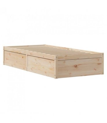 vidaXL Bed Frame with Headboard 75x190 cm Small Single Solid Wood Pine — Colour: natural, Size: 75 x 190 cm