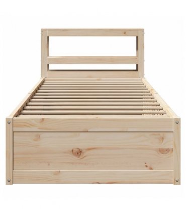 vidaXL Bed Frame with Headboard 90x190 cm Single Solid Wood Pine — Colour: natural, Size: 90 x 190 cm