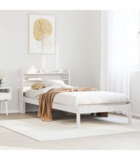 vidaXL Bed Frame without Mattress White 100x200 cm Solid Wood Pine — Size: 100 x 200 cm