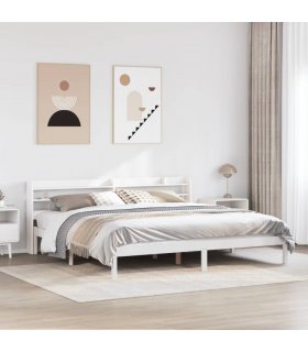 vidaXL Bed Frame without Mattress White 180x200 cm Super King Solid Wood Pine — Size: 180 x 200 cm — V0671987890