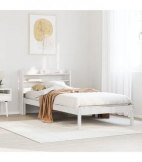vidaXL Bed Frame without Mattress White 90x200 cm Solid Wood Pine — Size: 90 x 200 cm — V0671987894