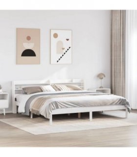 vidaXL Bed Frame without Mattress White 200x200 cm Solid Wood Pine — Size: 200 x 200 cm — V0671987896