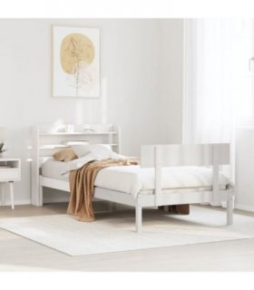 vidaXL Bed Frame without Mattress White 100x200 cm Solid Wood Pine — Size: 100 x 200 cm — V0671987907