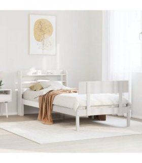 vidaXL Bed Frame without Mattress White 90x200 cm Solid Wood Pine — Size: 90 x 200 cm — V0671987910