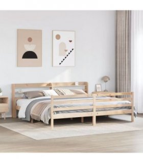vidaXL Bed Frame with Headboard without Mattress 200x200 cm — Colour: brown, Size: 200 x 200 cm
