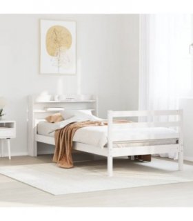 vidaXL Bed Frame with Headboard without Mattress White 100x200 cm — Size: 100 x 200 cm