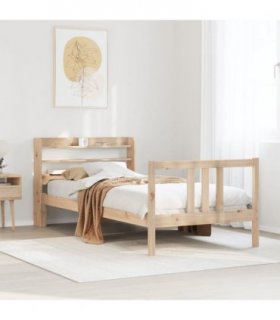 vidaXL Bed Frame with Headboard without Mattress 75x190 cm Small Single — Colour: brown, Size: 75 x 190 cm
