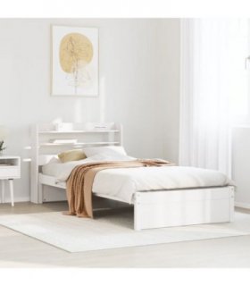 vidaXL Bed Frame | White | Solid Pine Wood | Small Single | Bed Frame — Size: 75 x 190 cm