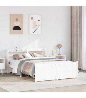 vidaXL Bed Frame with Headboard without Mattress White 140x200 cm — Size: 140 x 200 cm — V0671987980