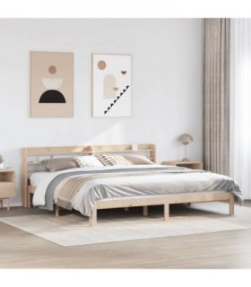 vidaXL Bed Frame with Headboard without Mattress 200x200 cm — Colour: natural, Size: 200 x 200 cm