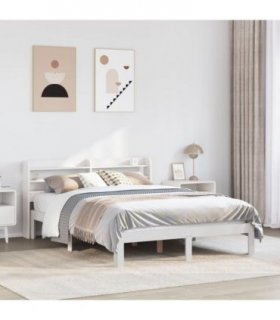 vidaXL Bed Frame with Headboard without Mattress White 140x200 cm — Size: 140 x 200 cm — V0671988005