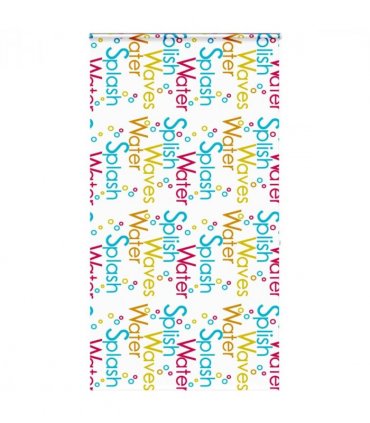 vidaXL Shower Roller Blind with Cassette 120x240 cm Fabric Width 116 cm — Colour: colourful words, Size: 120 x 240 cm