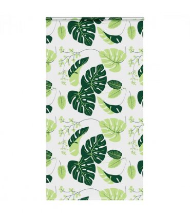 vidaXL Shower Roller Blind with Cassette 130x240 cm Fabric Width 126 cm — Colour: green leaves, Size: 130 x 240 cm