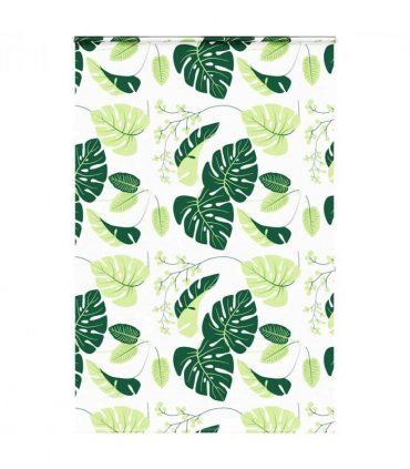 vidaXL Shower Roller Blind with Cassette 150x240 cm Fabric Width 146 cm — Colour: green leaves, Size: 150 x 240 cm