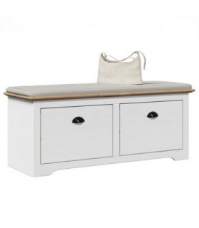 vidaXL Hallway Bench BODO White and Brown 114x40x45 cm