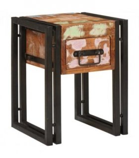vidaXL End Table with Drawer 30 x 30 x 40 cm Solid Reclaim Wood