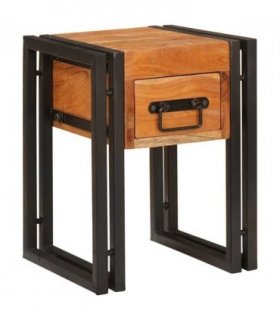 vidaXL End Table Brown and Black 30 x 30 x 40 cm Solid Acacia Wood