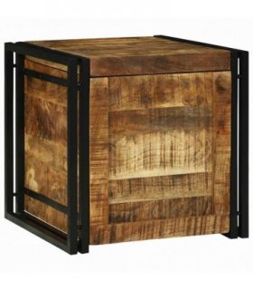 vidaXL Storage Box Brown and Black 50 x 50 x 50 cm Rough Mango Wood