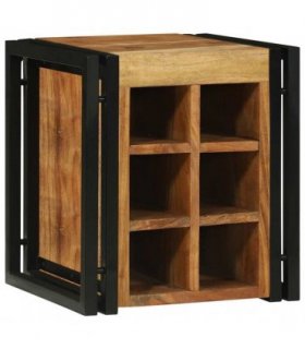vidaXL Wine Rack Brown and Black 35 x 35 x 39 cm Solid Acacia Wood — Size: 34.5 x 35 x 39 cm