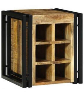 vidaXL Wine Rack Brown and Black 35 x 35 x 39 cm Solid Mango Wood — Size: 34.5 x 35 x 39 cm