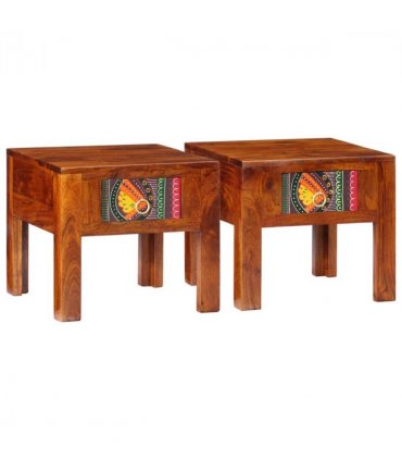 vidaXL Bedside Cabinet 2 pcs 40x40x36 cm Solid Wood Acacia — Size: 40 x 40 x 36 cm