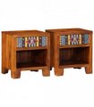vidaXL Bedside Cabinet 2 pcs 40x35x45 cm Solid Wood Acacia — Size: 40 x 35 x 45 cm