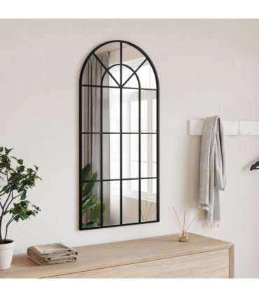 vidaXL Wall Mirror Black 50x100 cm Arch Iron — Size: 50 x 100 cm