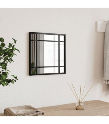 vidaXL Wall Mirror Black 30x30 cm Square Iron — Size: 30 x 30 cm
