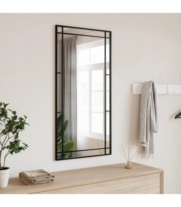 vidaXL Wall Mirror Black 50x100 cm Rectangle Iron — Size: 50 x 100 cm — V0671989897