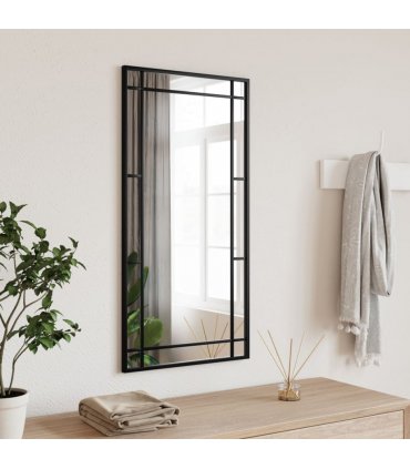 vidaXL Wall Mirror Black 40x80 cm Rectangle Iron — Size: 40 x 80 cm