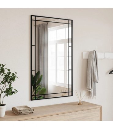 vidaXL Wall Mirror Black 60x100 cm Rectangle Iron — Size: 60 x 100 cm